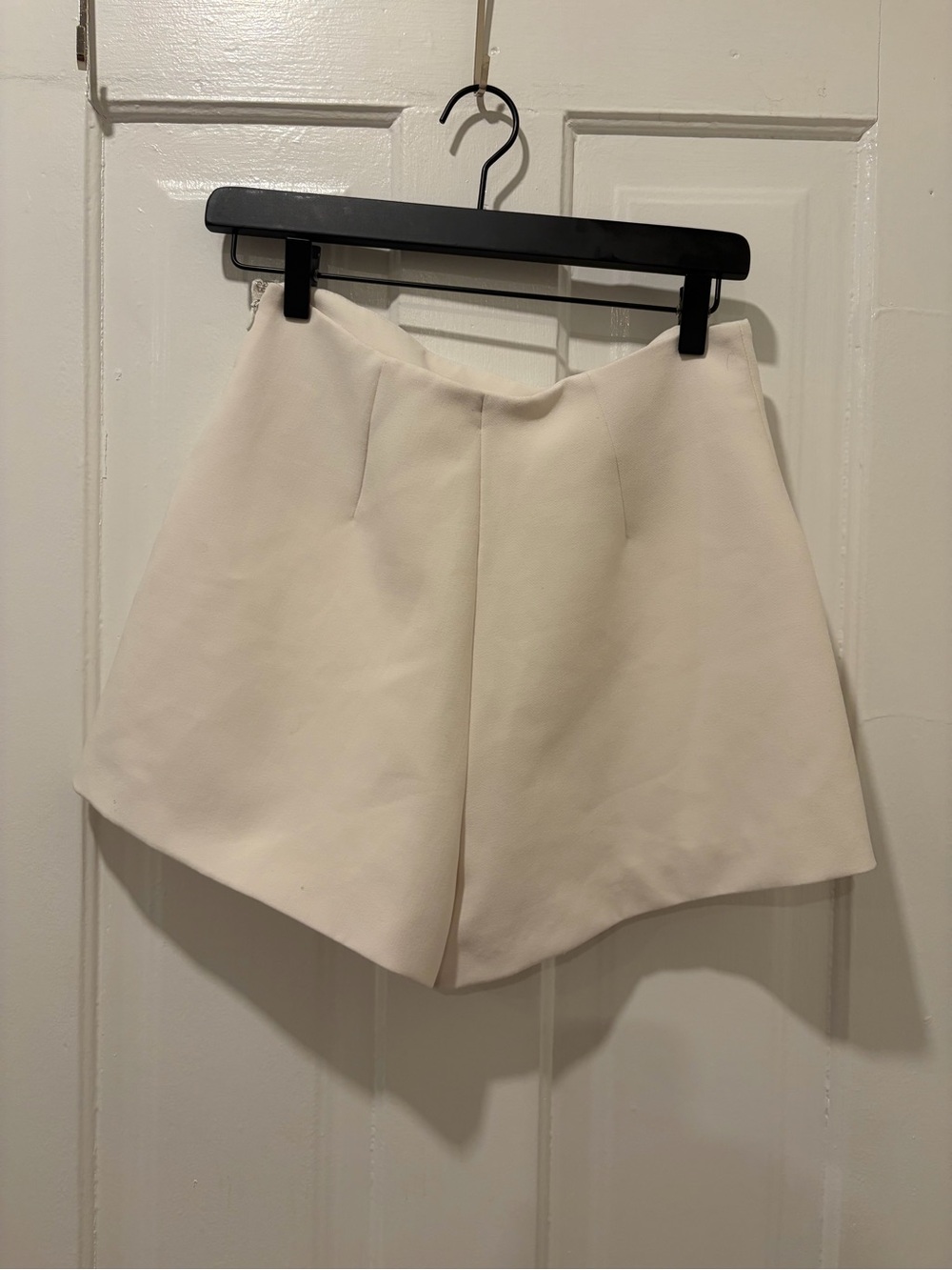 Zara Cream High-Waist Tailored Shorts
